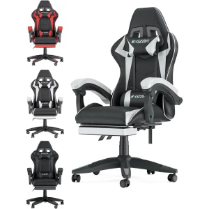 Gaming Chair with Footrest - Ergonomic with Lumbar Cushion Headrest